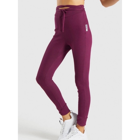 GYMSHARK Slounge Ribbon Bottoms Dark Ruby Marl M - Picture 1 of 10